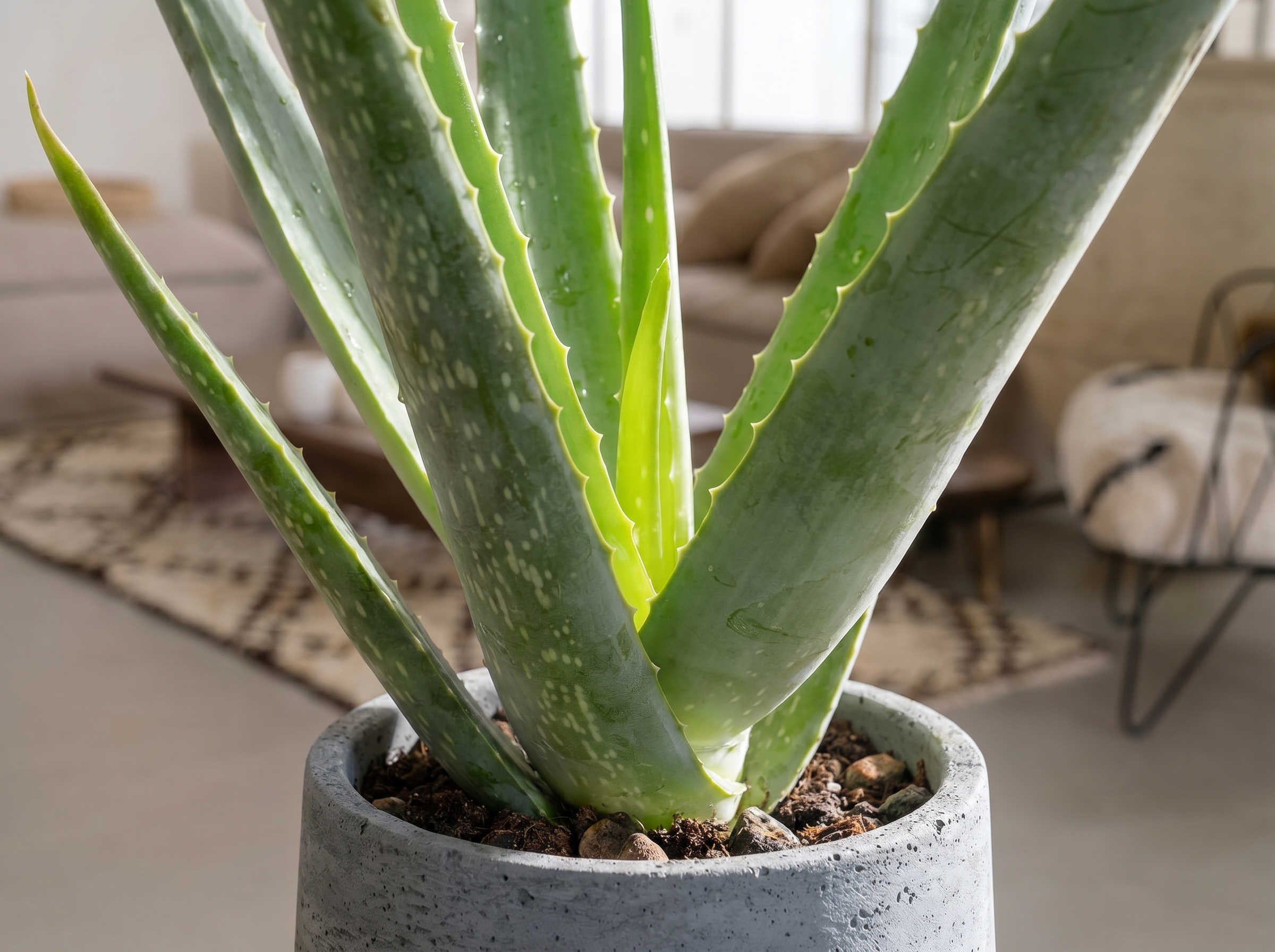 Aloe Vera in mediterraans interieur