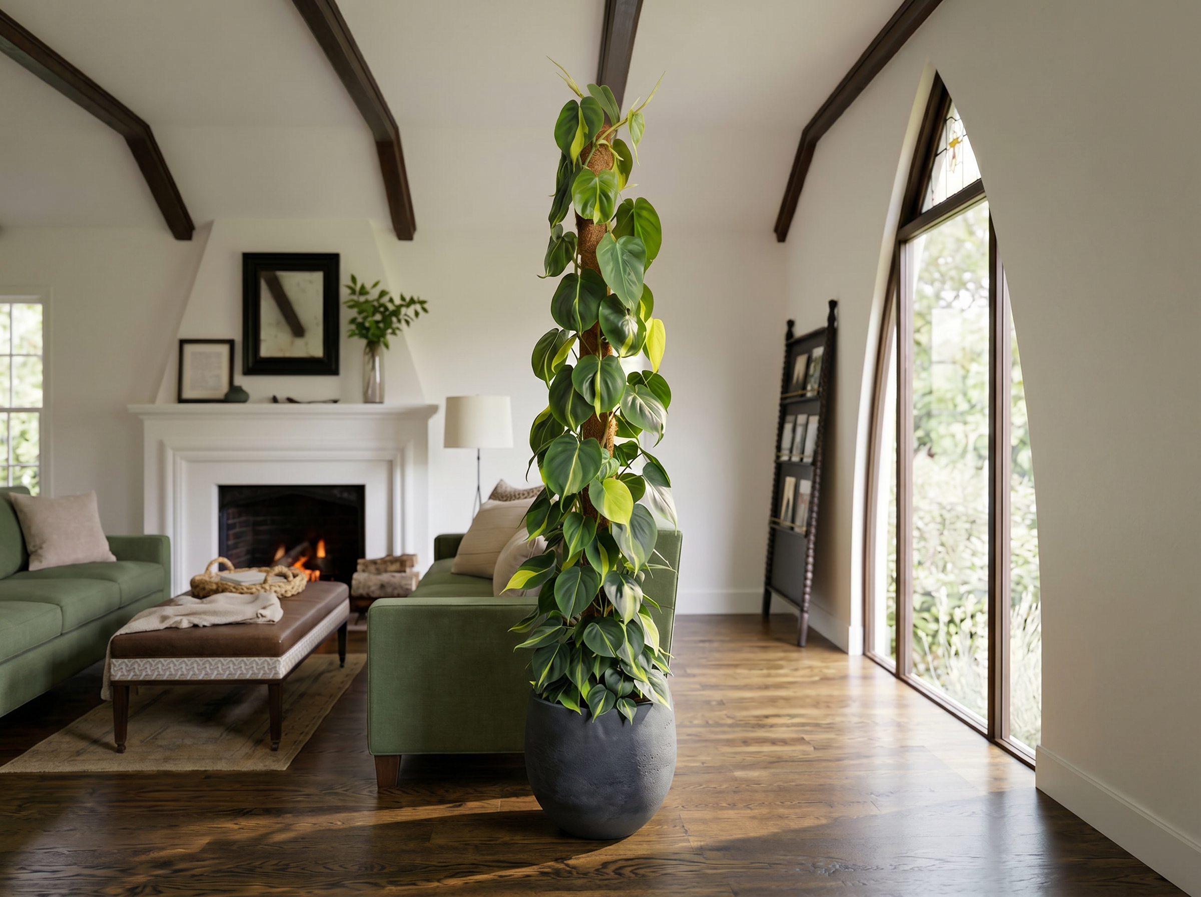 Philodendron Scandens Brasil (Mosstok) in urban jungle interieur