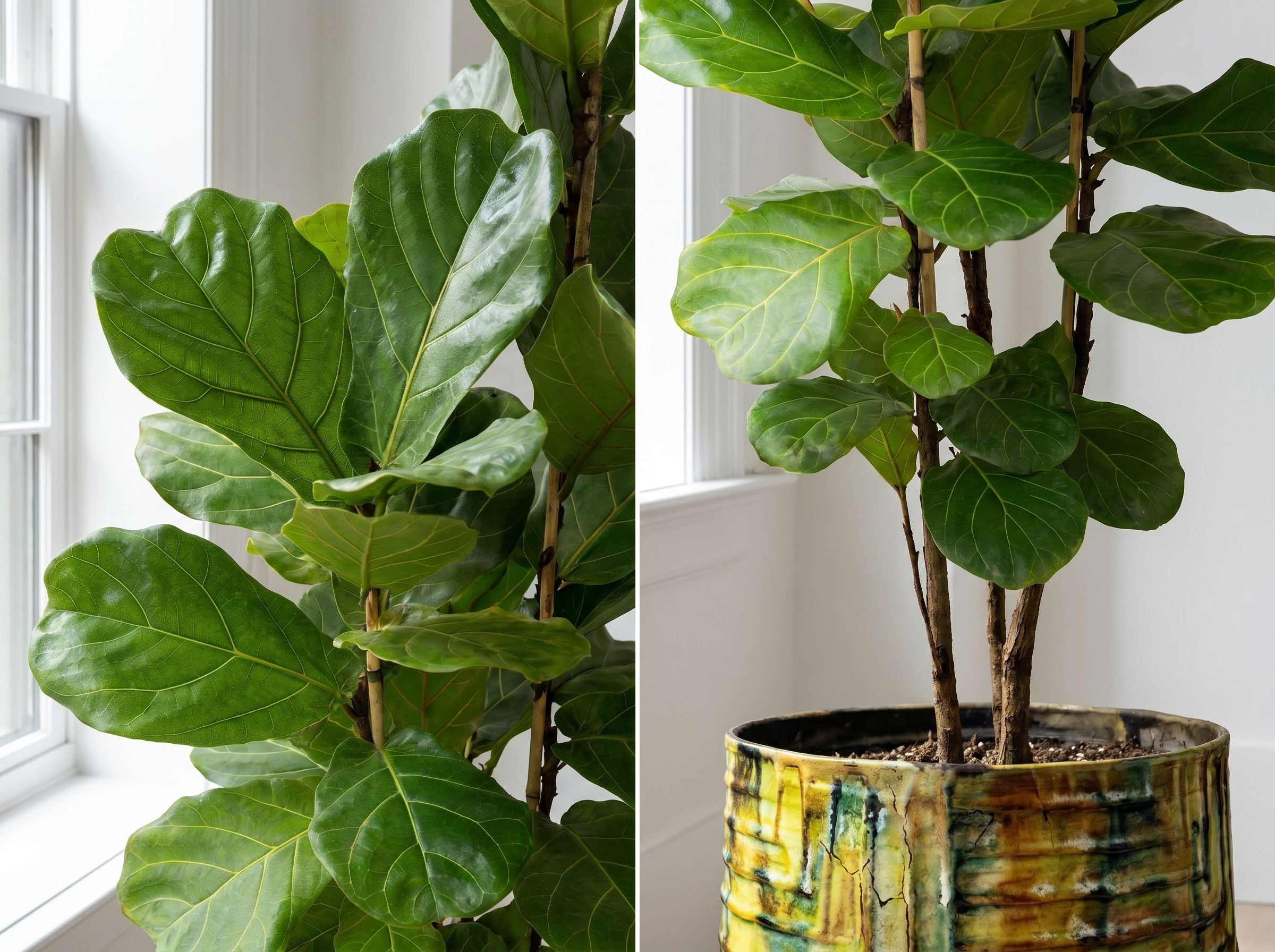Ficus Lyrata struik in Scandinavisch interieur