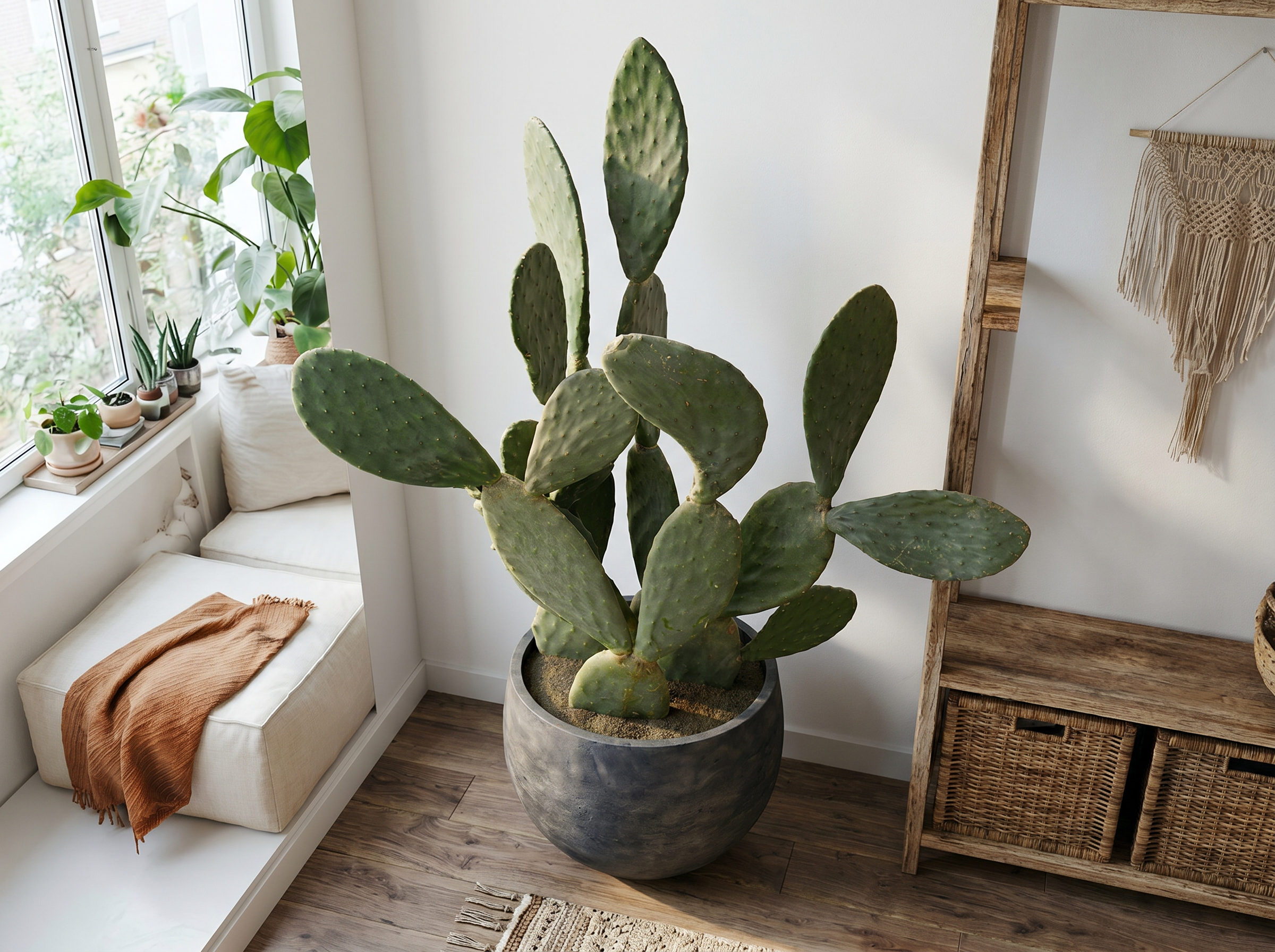 Cactus Opuntia in mediterraans interieur