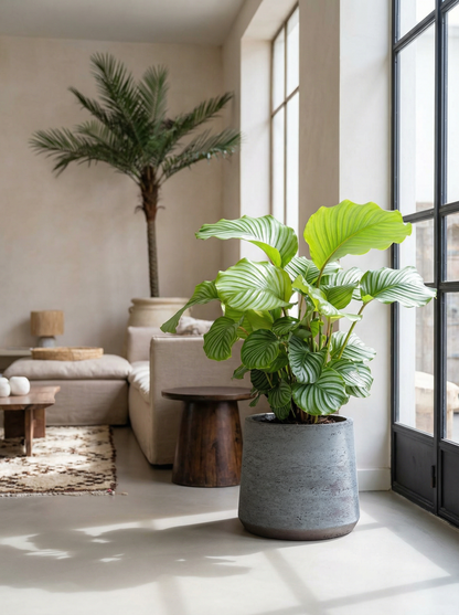 Calathea Orbifolia pauwplant 40–90 cm in mat keramische pot