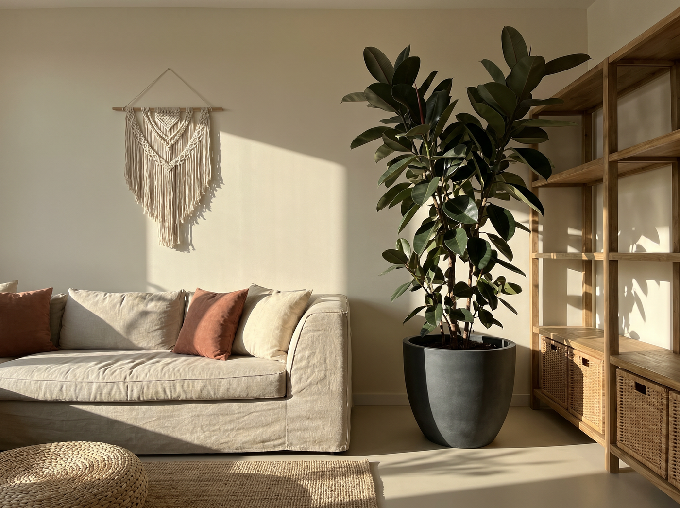 Ficus Elastica Burgundy rubberplant burgundy 200 cm in mat keramische pot