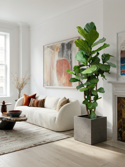 Ficus Lyrata vertakt (XL) vioolbladplant vertakt xl 130–220 cm in mat keramische pot