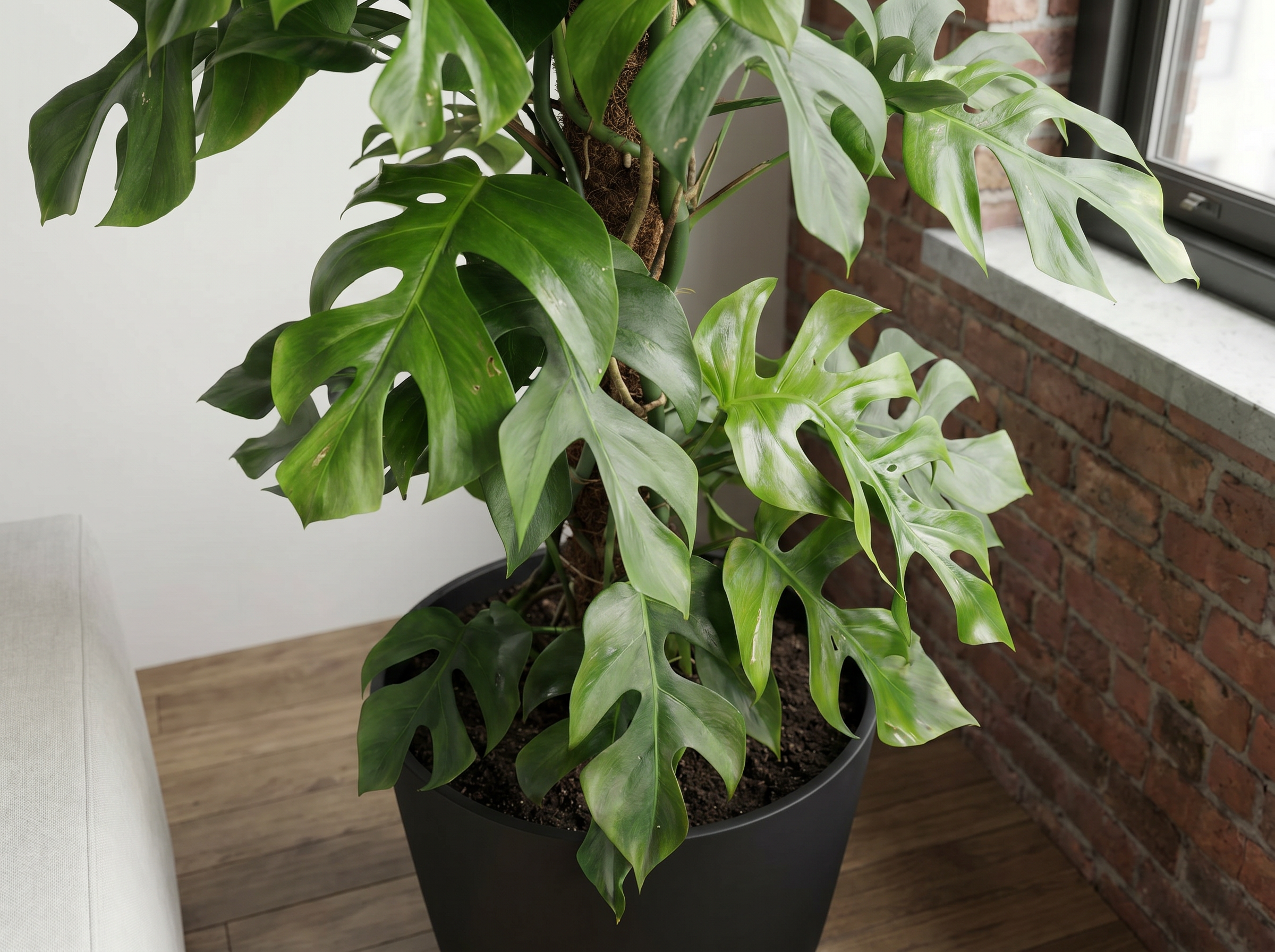 Monstera Minima bladstructuur close-up